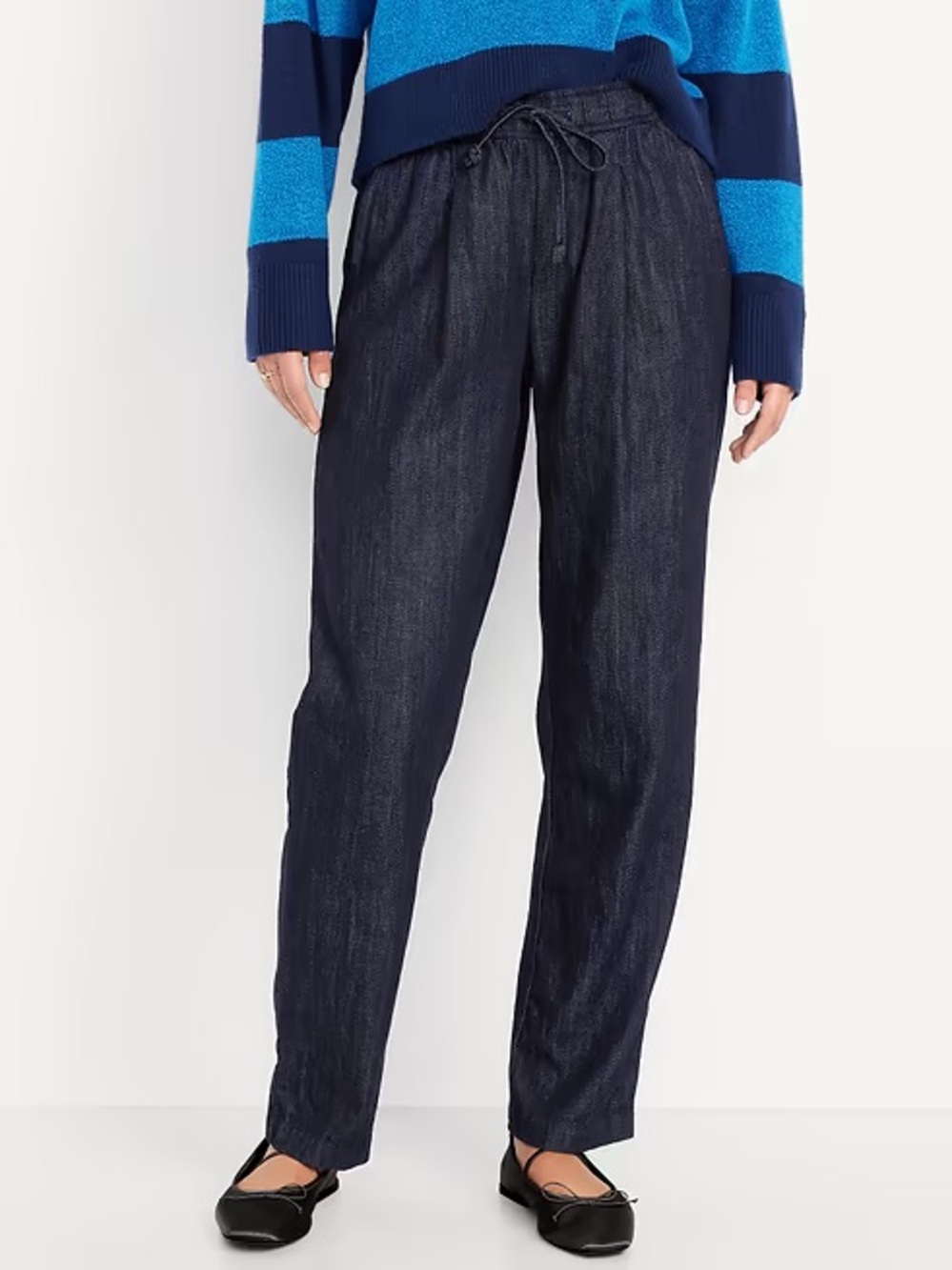 Old Navy Women's Dark Navy Drawstring Boyfriend Jeans